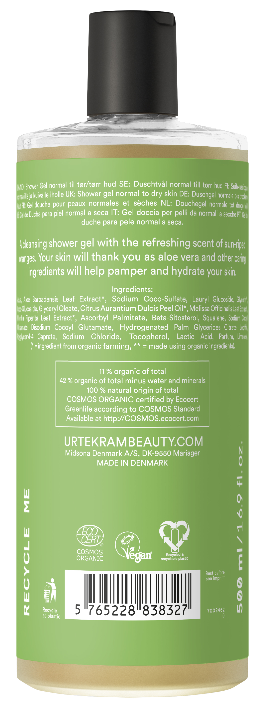 Aloe Vera Shower Gel 500 ml Duschgel Dusche & Bad Körper Urtekram